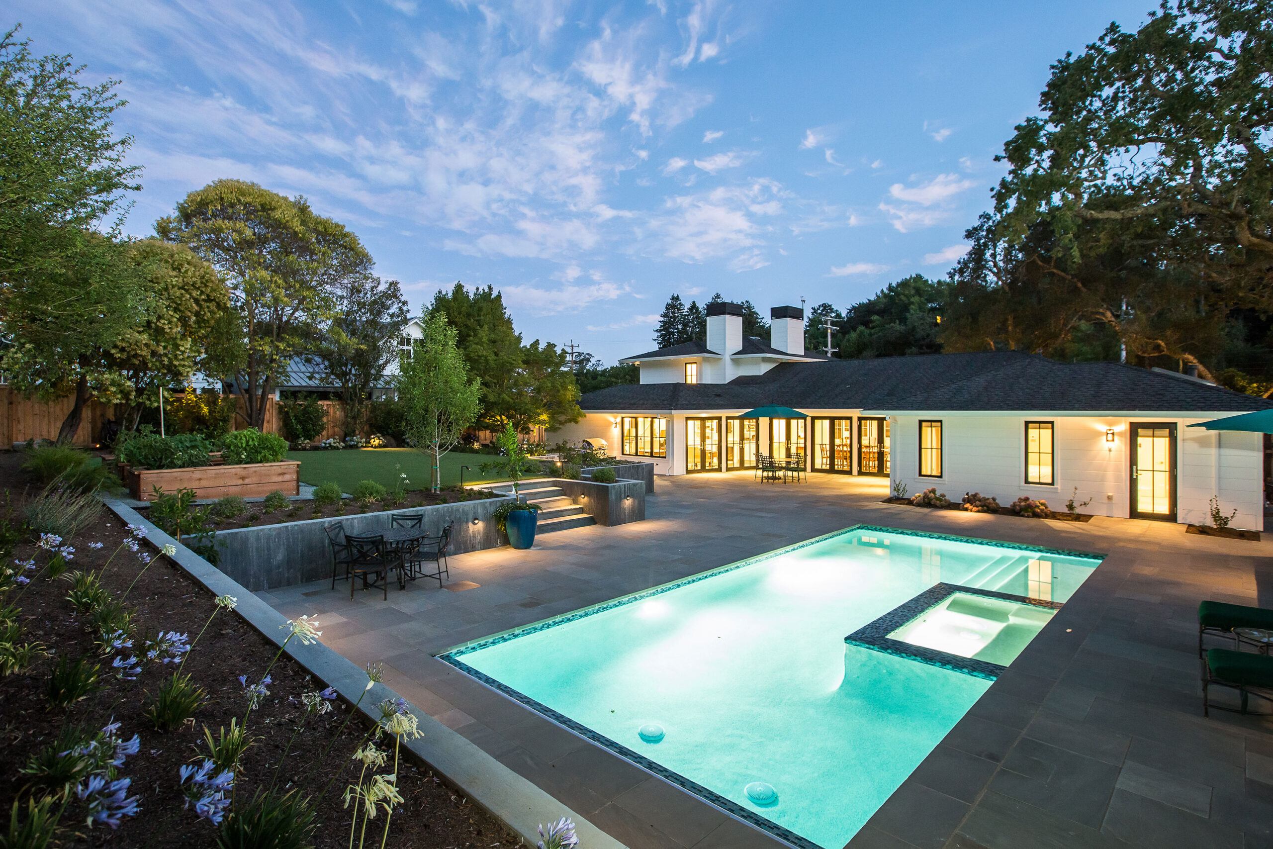 laurel grove pool at dusk